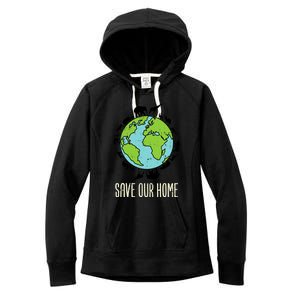 Save Our Home Animals Wildlife Conservation Earth Day Gift Women's Fleece Hoodie