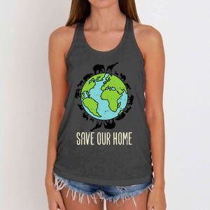 Save Our Home Animals Wildlife Conservation Earth Day Gift Women's Knotted Racerback Tank