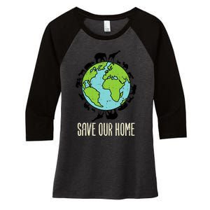 Save Our Home Animals Wildlife Conservation Earth Day Gift Women's Tri-Blend 3/4-Sleeve Raglan Shirt