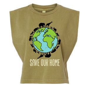 Save Our Home Animals Wildlife Conservation Earth Day Gift Garment-Dyed Women's Muscle Tee