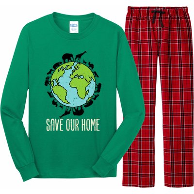 Save Our Home Animals Wildlife Conservation Earth Day Gift Long Sleeve Pajama Set