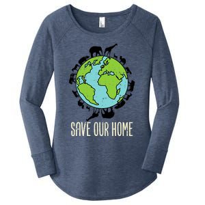 Save Our Home Animals Wildlife Conservation Earth Day Gift Women's Perfect Tri Tunic Long Sleeve Shirt