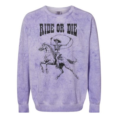 Skeleton On Horse Colorblast Crewneck Sweatshirt