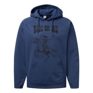 Skeleton On Horse Performance Fleece Hoodie