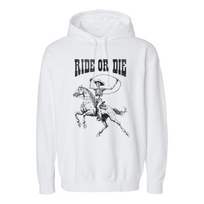 Skeleton On Horse Garment-Dyed Fleece Hoodie