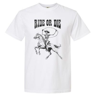 Skeleton On Horse Garment-Dyed Heavyweight T-Shirt