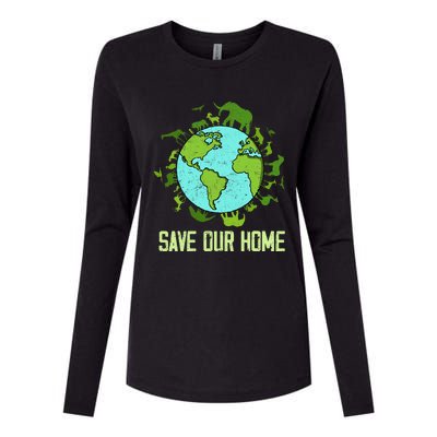 Save Our Home Animals Wildlife Conservation Earth Day 2024 Womens Cotton Relaxed Long Sleeve T-Shirt