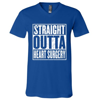 Straight Outta Heart Surgery Open Heart Recovery Get Well Gift V-Neck T-Shirt