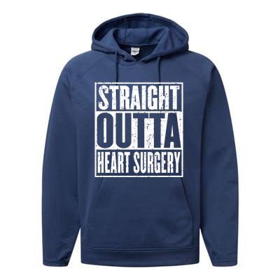 Straight Outta Heart Surgery Open Heart Recovery Get Well Gift Performance Fleece Hoodie