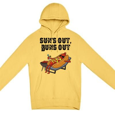 Suns Out Hot Dog Buns Out Funny Sausage BBQ Food Lover Gift Premium Pullover Hoodie