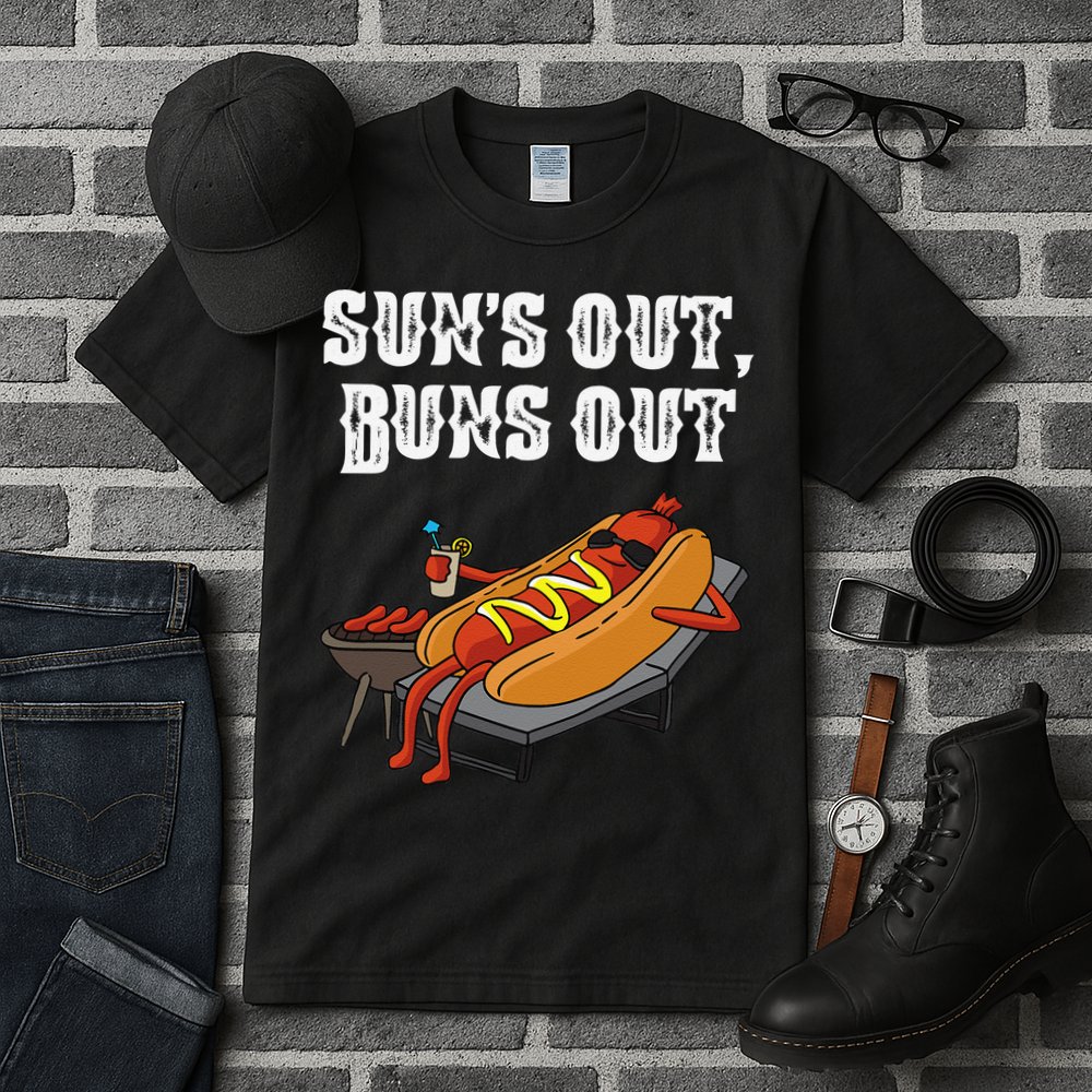 Suns Out Hot Dog Buns Out Funny Sausage BBQ Food Lover Gift Tall T-Shirt