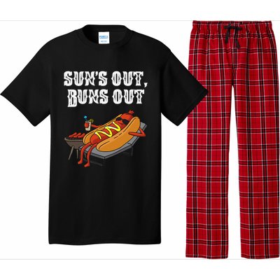 Suns Out Hot Dog Buns Out Funny Sausage BBQ Food Lover Gift Pajama Set