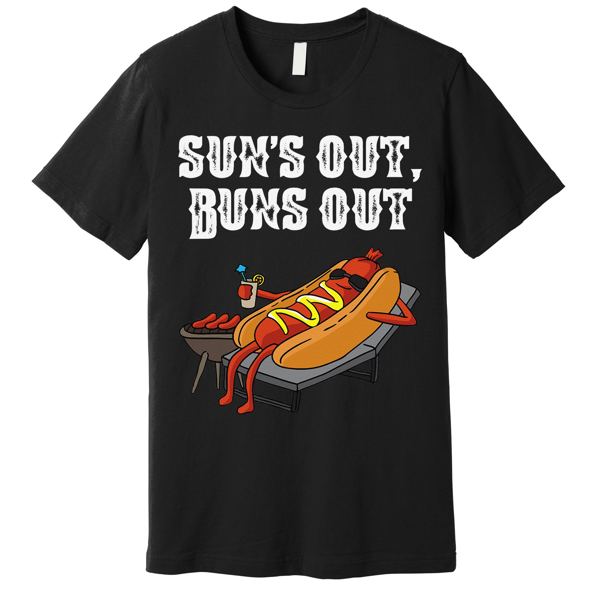 Suns Out Hot Dog Buns Out Funny Sausage BBQ Food Lover Gift Premium T-Shirt
