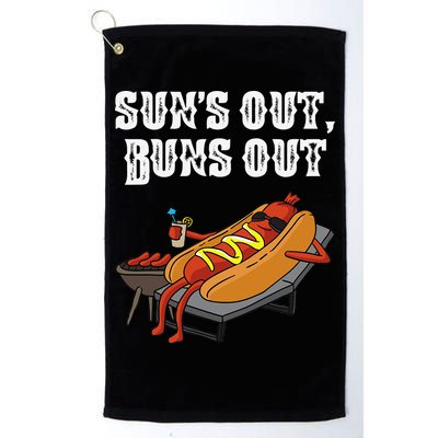 Suns Out Hot Dog Buns Out Funny Sausage BBQ Food Lover Gift Golf Towel