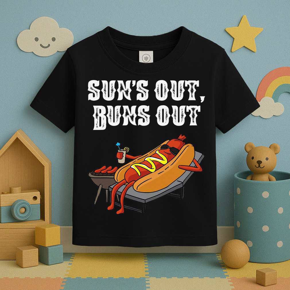 Suns Out Hot Dog Buns Out Funny Sausage BBQ Food Lover Gift Toddler T-Shirt