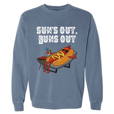 Suns Out Hot Dog Buns Out Funny Sausage BBQ Food Lover Gift Garment-Dyed Sweatshirt