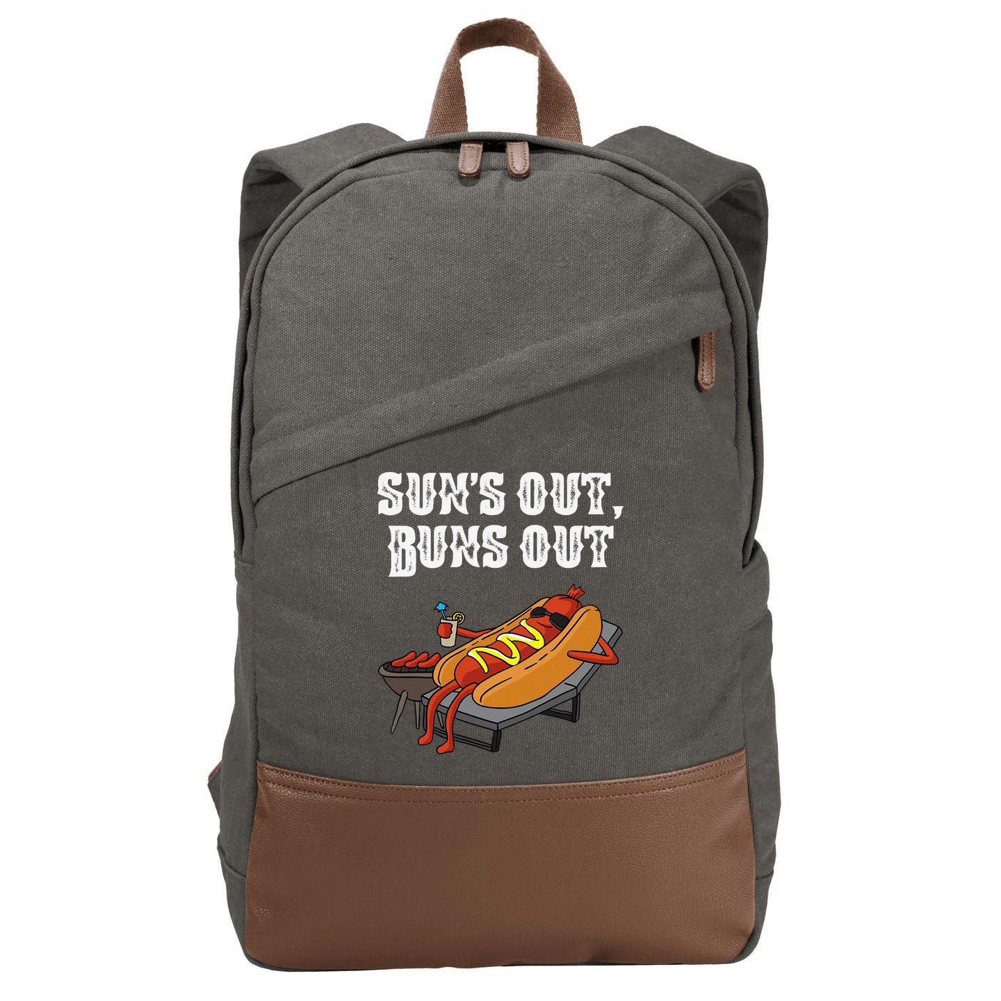Suns Out Hot Dog Buns Out Funny Sausage BBQ Food Lover Gift Cotton Canvas Backpack