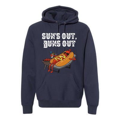 Suns Out Hot Dog Buns Out Funny Sausage BBQ Food Lover Gift Premium Hoodie