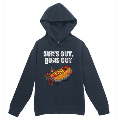 Suns Out Hot Dog Buns Out Funny Sausage BBQ Food Lover Gift Urban Pullover Hoodie