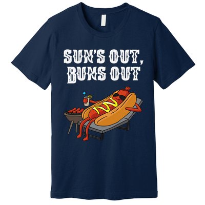 Suns Out Hot Dog Buns Out Funny Sausage BBQ Food Lover Gift Premium T-Shirt