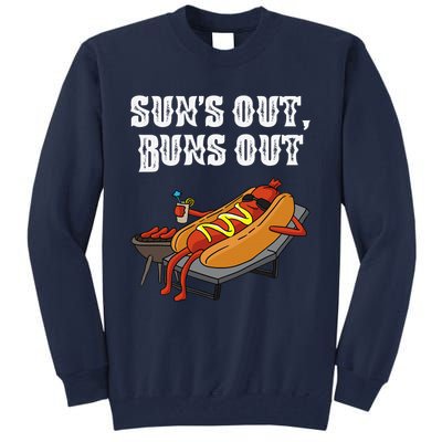 Suns Out Hot Dog Buns Out Funny Sausage BBQ Food Lover Gift Tall Sweatshirt