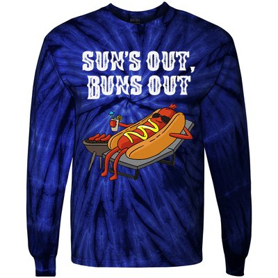 Suns Out Hot Dog Buns Out Funny Sausage BBQ Food Lover Gift Tie-Dye Long Sleeve Shirt