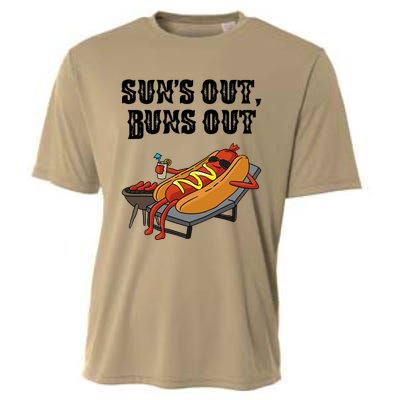 Suns Out Hot Dog Buns Out Funny Sausage BBQ Food Lover Gift Cooling Performance Crew T-Shirt