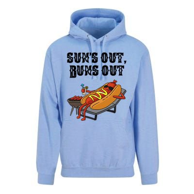 Suns Out Hot Dog Buns Out Funny Sausage BBQ Food Lover Gift Unisex Surf Hoodie