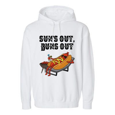 Suns Out Hot Dog Buns Out Funny Sausage BBQ Food Lover Gift Garment-Dyed Fleece Hoodie