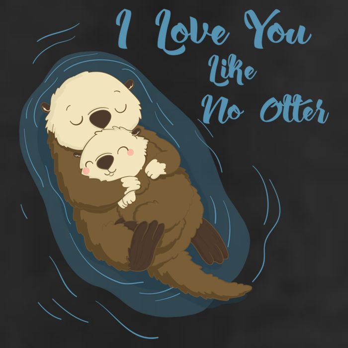 Sea Otters: I Love You Like No Otter Gift 7 Panel Mesh Trucker Snapback Hat