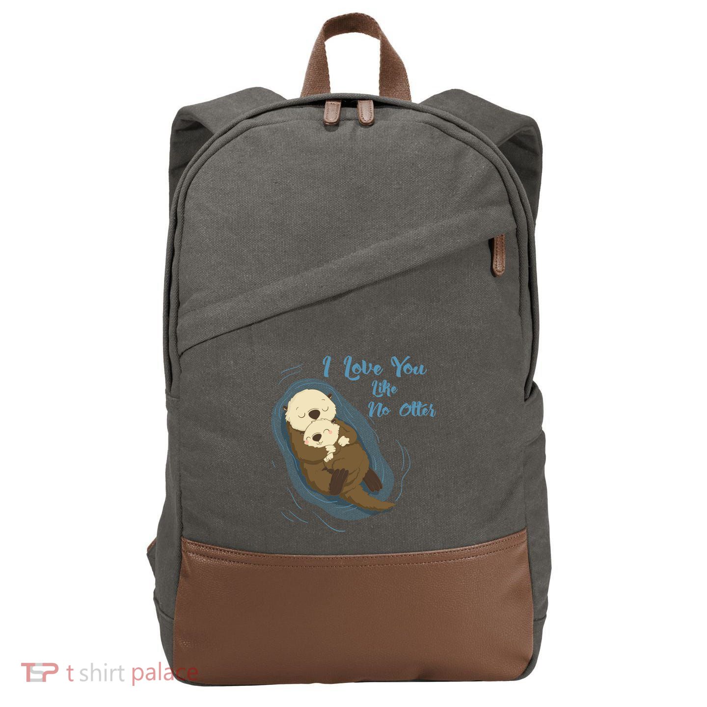 Sea Otters: I Love You Like No Otter Gift Cotton Canvas Backpack