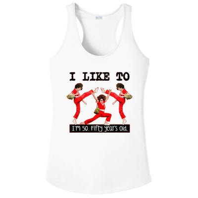 Sally OMalley IM 50 I Like To Kick Streth And Kick Ladies PosiCharge Competitor Racerback Tank