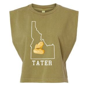 State Of Idaho Map Idahoan Potato Tater Idaho Gift Garment-Dyed Women's Muscle Tee