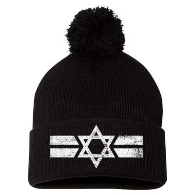 State Of Israel National Flag Of Zion Star Of David Roundel Pom Pom 12in Knit Beanie