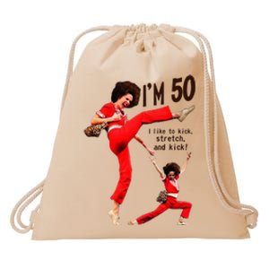 Sally OMalley IM 50 I Like To Kick Streth And Kick Drawstring Bag