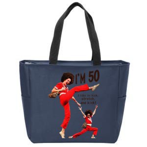 Sally OMalley IM 50 I Like To Kick Streth And Kick Zip Tote Bag