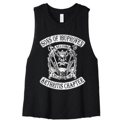 Sons of Ibuprofen Arthritis Chapter Funny Old Biker Women's Racerback Cropped Tank