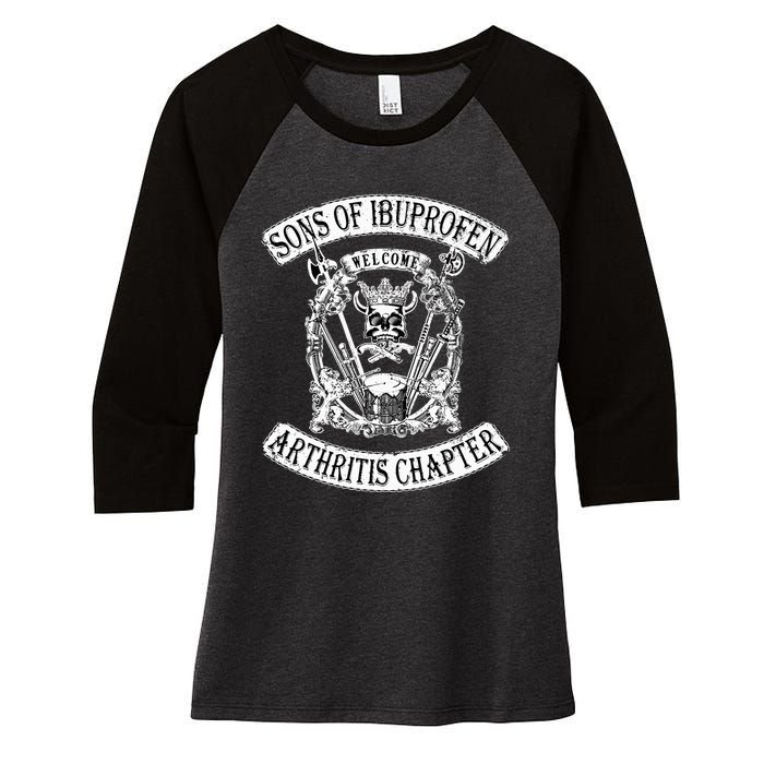 Sons of Ibuprofen Arthritis Chapter Funny Old Biker Women's Tri-Blend 3/4-Sleeve Raglan Shirt