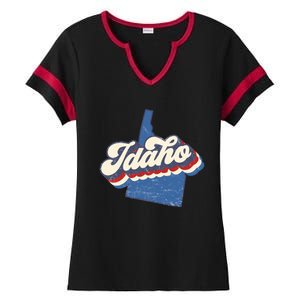 State Of Idaho Retro Logo Ladies Halftime Notch Neck Tee