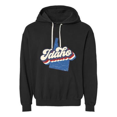 State Of Idaho Retro Logo Garment-Dyed Fleece Hoodie