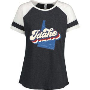 State Of Idaho Retro Logo Enza Ladies Jersey Colorblock Tee