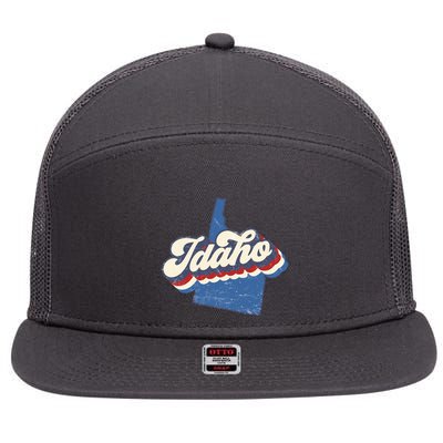 State Of Idaho Retro Logo 7 Panel Mesh Trucker Snapback Hat