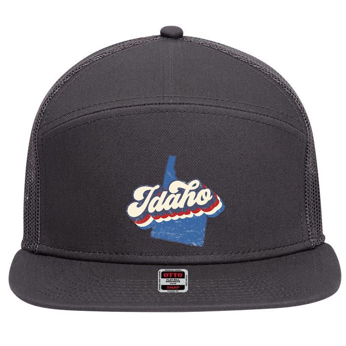 State Of Idaho Retro Logo 7 Panel Mesh Trucker Snapback Hat