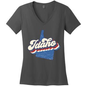 State Of Idaho Retro Logo Women's V-Neck T-Shirt