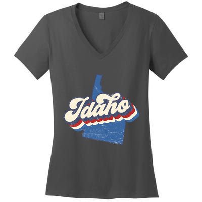 State Of Idaho Retro Logo Women's V-Neck T-Shirt