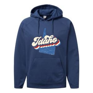 State Of Idaho Retro Logo Performance Fleece Hoodie