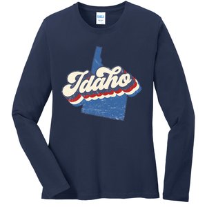 State Of Idaho Retro Logo Ladies Long Sleeve Shirt