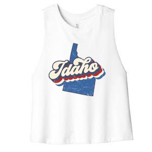 State Of Idaho Retro Logo Women's Racerback Cropped Tank