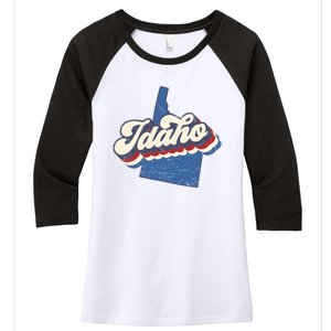 State Of Idaho Retro Logo Women's Tri-Blend 3/4-Sleeve Raglan Shirt