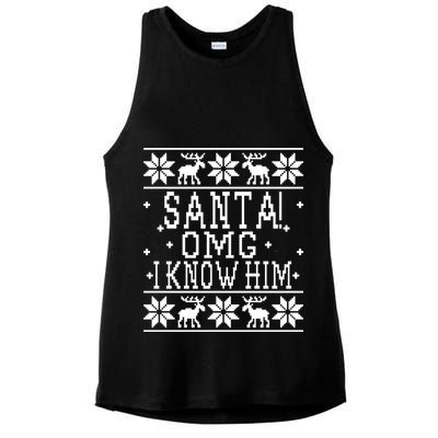 Santa! OMG I Know Him - Elf Movie Quote - Ugly Christmas Sweater Design Ladies PosiCharge Tri-Blend Wicking Tank